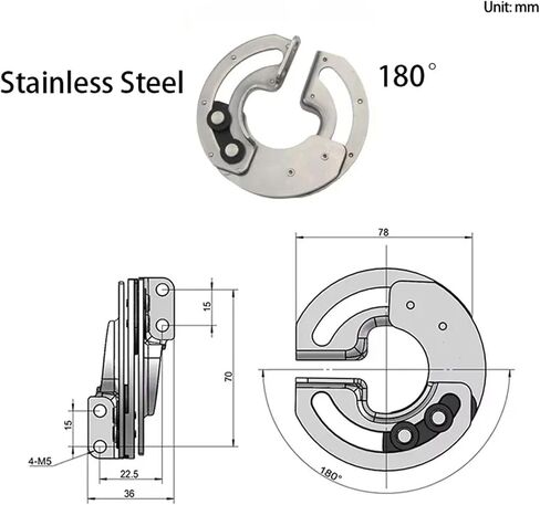 304 من الفولاذ المقاوم للصدأ الحديد المجلفن المخفي انزلاق 180 درجة مفصلي 1pcs (Iron180 درجة) in Saudi Arabia