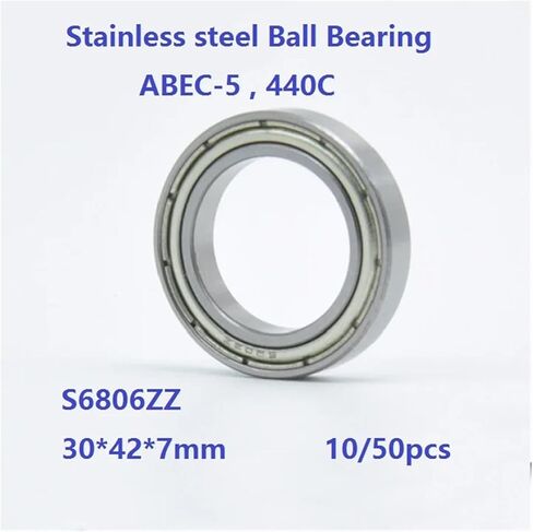 10/50pcs S6806ZZ S6806 ABEC-5 Stainless Steel Ball Bearings 30 * 42 * 7mm Thin Wall Deep Groove Ball Bearing 30×42×7mm(50pcs) in Saudi Arabia