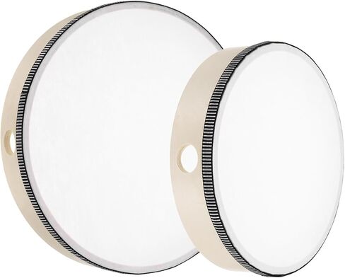MECCANIXITY 2 Pcs Hand Drum Music Percussion 10 Inch & 8 Inch Wood Frame Drum Set Musical Instrument for Musical Education Home Party Performance Supplies (Wood Color) in Kuwait