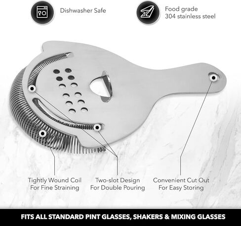 Cocktail Set - Stainless Steel, Essential Cocktail Set Includes Jigger, Hawthorne Strainer, Shaking Tins, Mixing Glass, Barspoon (Set of 6) in Saudi Arabia