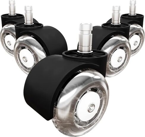 5Pcs 2Inch Office Chair Caster Wheels Swivel Rubber Soft Safe Rollers PU Transparent Furniture Wheel in Saudi Arabia