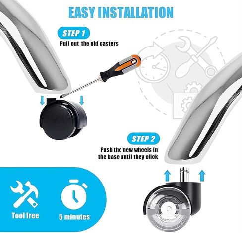 5Pcs 2Inch Office Chair Caster Wheels Swivel Rubber Soft Safe Rollers PU Transparent Furniture Wheel in Saudi Arabia