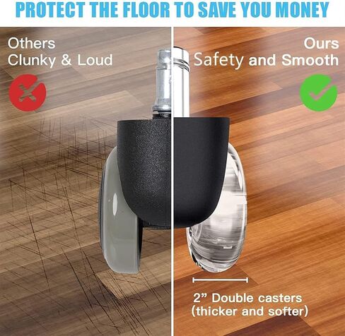 5Pcs 2Inch Office Chair Caster Wheels Swivel Rubber Soft Safe Rollers PU Transparent Furniture Wheel in Saudi Arabia