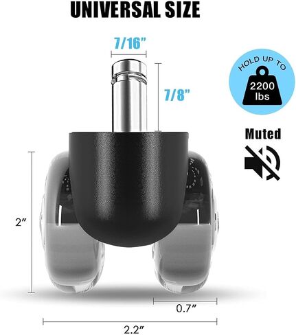 5Pcs 2Inch Office Chair Caster Wheels Swivel Rubber Soft Safe Rollers PU Transparent Furniture Wheel in Saudi Arabia