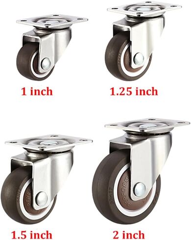 8Pcs Furniture Casters Wheels Soft Rubber Swivel Caster Silver Roller Wheel(Type 1,2 inch) in Saudi Arabia