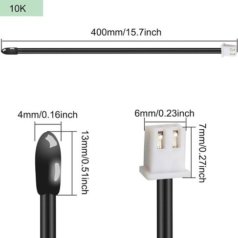 مسبار درجة حرارة الثرمستور 10 PCS مع XH2.54-2p Plug 3950 B قيمة استشعار مؤقتة للإبوكسي 15.7 بوصة لثلاجة مكيف الهواء ، الفريزر ، ترموستات (40 سم) in Saudi Arabia