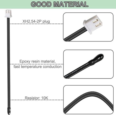 مسبار درجة حرارة الثرمستور 10 PCS مع XH2.54-2p Plug 3950 B قيمة استشعار مؤقتة للإبوكسي 15.7 بوصة لثلاجة مكيف الهواء ، الفريزر ، ترموستات (40 سم) in Saudi Arabia