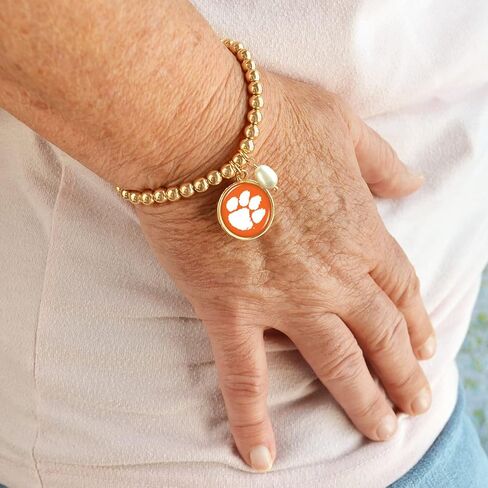 Clemson Tigers Diana Gold and Pearl Stretch Bead Bracelet Jewelry CU in Saudi Arabia