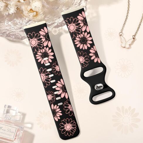 أشرطة حرارة الشمس ، فرق محفورة متوافقة مع Fitbit Sense/Sense 2/Versa 3/Versa 4 Gen Men ، Flate Flower Sport Flower Watch Bresponds Brishbands in Kuwait
