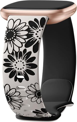 أشرطة حرارة الشمس ، فرق محفورة متوافقة مع Fitbit Sense/Sense 2/Versa 3/Versa 4 Gen Men ، Flate Flower Sport Flower Watch Bresponds Brishbands in Saudi Arabia