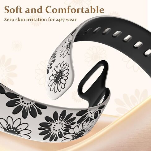 أشرطة حرارة الشمس ، فرق محفورة متوافقة مع Fitbit Sense/Sense 2/Versa 3/Versa 4 Gen Men ، Flate Flower Sport Flower Watch Bresponds Brishbands in Saudi Arabia