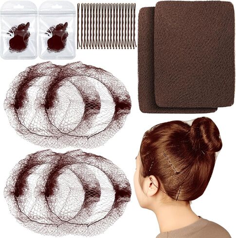 Teenitor 50pcs 24 '' Hair Nets for Food Service Work ، للجنسين ، المهنيين ، الأعمار المختلفة ، شبكة الشعر ، البني ، الصلبة ، النايلون ، كبيرة ، حديثة ، سحب in Kuwait
