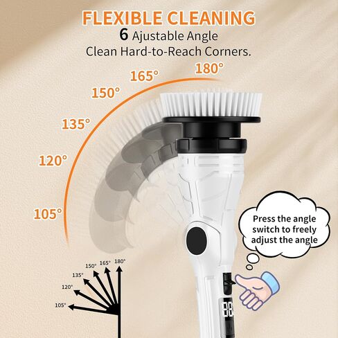 Electric Spin Scrubber, Power Electric Scrubber for Cleaning, Shower Cordless Cleaning Brush with 6 Adjustable Angles,8 Brush Heads, 3 Speed Mode, Electric Cleaning Brush for Bathroom/Tub/Floor/Tile in Saudi Arabia