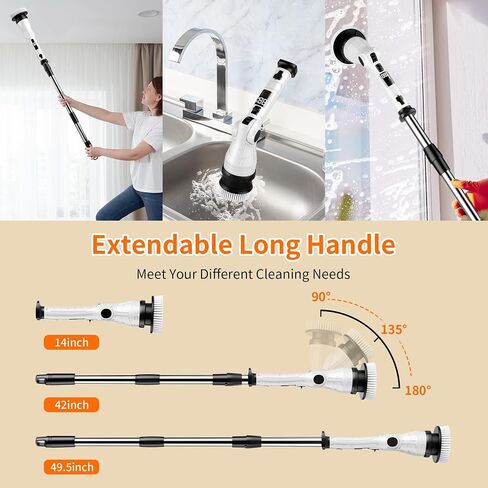 Electric Spin Scrubber, Power Electric Scrubber for Cleaning, Shower Cordless Cleaning Brush with 6 Adjustable Angles,8 Brush Heads, 3 Speed Mode, Electric Cleaning Brush for Bathroom/Tub/Floor/Tile in Saudi Arabia