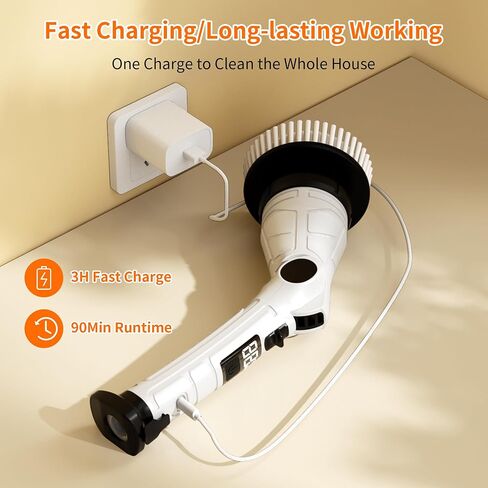 Electric Spin Scrubber, Power Electric Scrubber for Cleaning, Shower Cordless Cleaning Brush with 6 Adjustable Angles,8 Brush Heads, 3 Speed Mode, Electric Cleaning Brush for Bathroom/Tub/Floor/Tile in Saudi Arabia
