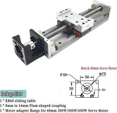 دليل السكك الحديدية الخطي XYZAXIS 100 ~ 1000mm SFU1605/1610 وحدة شريحة الكرات لـ 57/86 محرك 60/80 Servo أو مع Handwheel (60 Serv Motor Brace ، 800mm SFU1610) in Kuwait