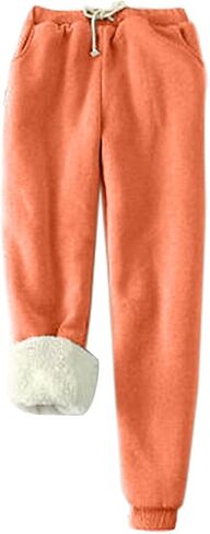 SHOPESSA Fleece Lined Leggings Women Soft Stretchy Sweatpants High Waist Lounge Pants with Pockets Thermal Warm Winter Tights in Kuwait