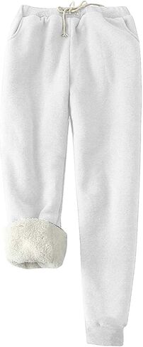 SHOPESSA Fleece Lined Leggings Women Soft Stretchy Sweatpants High Waist Lounge Pants with Pockets Thermal Warm Winter Tights in Kuwait