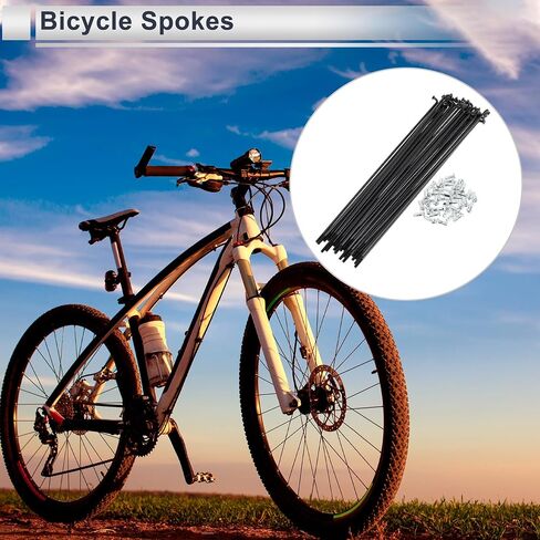 1 Set Universal Bicycle Spokes 12G 203mm Length Bike Wheel Spokes Nipple Black Carbon Steel in Saudi Arabia