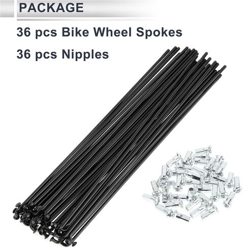 1 Set Universal Bicycle Spokes 12G 203mm Length Bike Wheel Spokes Nipple Black Carbon Steel in Saudi Arabia