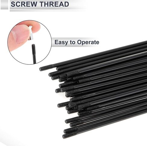 1 Set Universal Bicycle Spokes 12G 203mm Length Bike Wheel Spokes Nipple Black Carbon Steel in Saudi Arabia