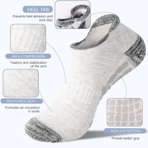 Men's Non Slip Yoga Socks Anti Skid Pilates Grip Socks 4 Pairs, Barre, Floor, Fitness Hospital Slipper Sock in Kuwait