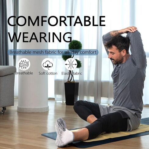 Men's Non Slip Yoga Socks Anti Skid Pilates Grip Socks 4 Pairs, Barre, Floor, Fitness Hospital Slipper Sock in Kuwait