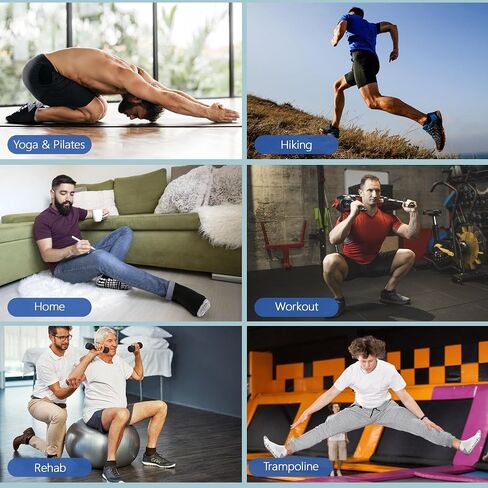 Men's Non Slip Yoga Socks Anti Skid Pilates Grip Socks 4 Pairs, Barre, Floor, Fitness Hospital Slipper Sock in Kuwait