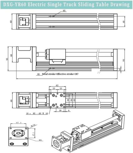 1pcs عرض 60 مم دليل خطي فردي الجدول المنزلق lectral wheel table sfu1605/1610 كرات 50-1200 مم محور خطي x-y-z (SFU1605-300mm) in Kuwait