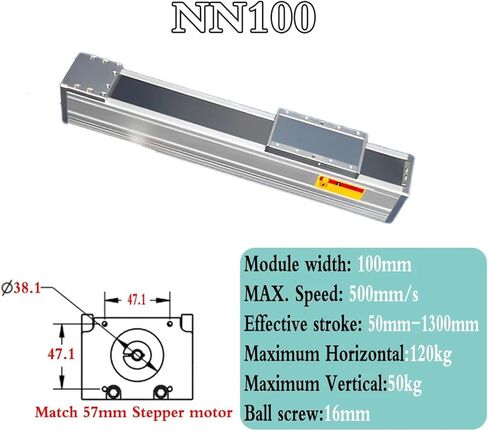 [80mm Servo Bracket] 120Kg Heavy Load 100mm Wide Fully Enclosed Sliding Table Linear Rail Guide SFU1605/1610 Repeated Accuracy ±0.015(SFU1605-600mm) in Kuwait