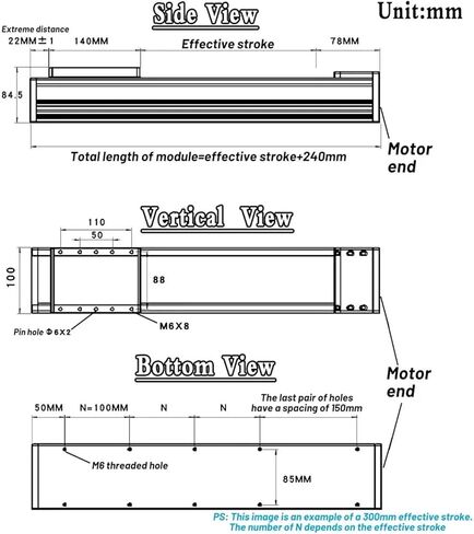 [80mm Servo Bracket] 120Kg Heavy Load 100mm Wide Fully Enclosed Sliding Table Linear Rail Guide SFU1605/1610 Repeated Accuracy ±0.015(SFU1605-600mm) in Kuwait