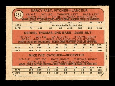 Mike Ivie موقعة 1972 O-Pee-Chee Card #457 San Diego Padres Sku #169195-MLB Motograped Baseball Cards in Saudi Arabia