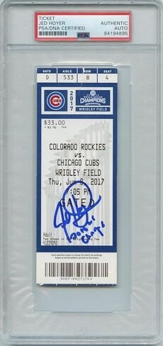 تم توقيع Jed Hoyer MLB Ticket PSA/DNA Slabbed Chicago Cubs - بطاقات موقعة بالبيسبول in Saudi Arabia