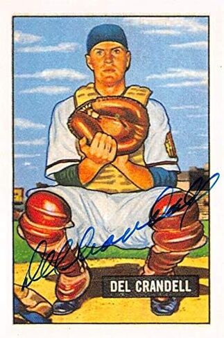 Del Crandall autographed Baseball Card (Boston Braves, 67) 1951 Bowman #20 1986 CCC Reprint Series - Baseball Slabbed Autographed Cards in Saudi Arabia