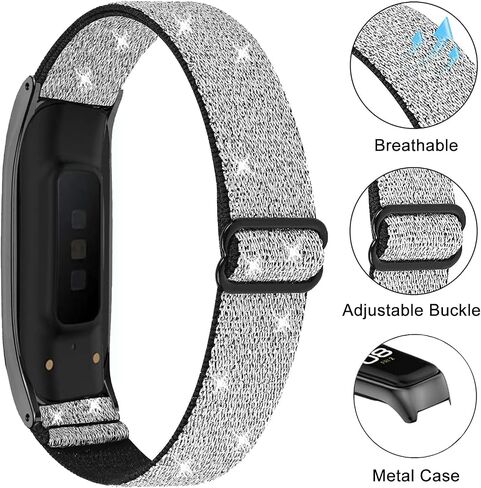 Nigaee Genuine Leather Bands & Elastic Nylon Bands Compatible with Samsung Galaxy Fit2, Soft Sport Breathable Straps for Women Men,Replacement Wristband Accessories for Samsung Galaxy Fit2 in Saudi Arabia