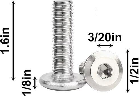 10pcs M6 x 40mm Crotters Untersunk Cap Cap Allen Bolts Kit ، نغمة فضية 304 مسامير من الفولاذ المقاوم للصدأ الأثاث رفوف رف in Kuwait