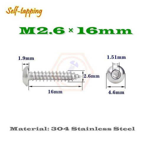 200pcs M2 × 10mm 304 الزر الفولاذ المقاوم للصدأ غطاء رأس قبعة قبعة التنصت الذاتي ، مسامير خشبية in Kuwait