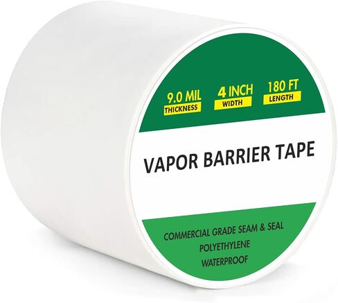شريط حاجز البخار ، 4 "× 180 'PE 9 مل مللي أبيض من البولي إيثيلين ، ختم حاجز الرطوبة والتماس ، عزل شريط عازلة ورائع لحاجز بخار مساحات الزحف ، الاستخدام البحري (1) in Saudi Arabia
