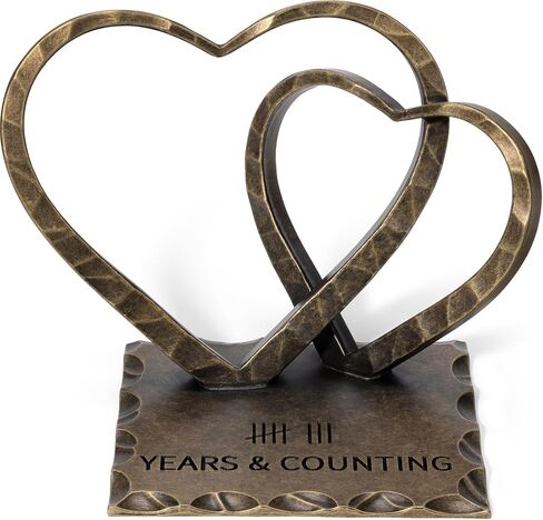 Vastsea 10 Year Anniversary Wedding Gifts for Him Her - 10th Anniversary Tin Gift for Wife Couples Husband, Hearts Sculpture Home Decor & Card & Gift Box in Saudi Arabia
