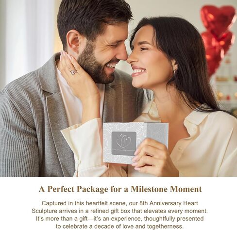 Vastsea 10 Year Anniversary Wedding Gifts for Him Her - 10th Anniversary Tin Gift for Wife Couples Husband, Hearts Sculpture Home Decor & Card & Gift Box in Saudi Arabia