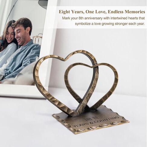 Vastsea 10 Year Anniversary Wedding Gifts for Him Her - 10th Anniversary Tin Gift for Wife Couples Husband, Hearts Sculpture Home Decor & Card & Gift Box in Saudi Arabia
