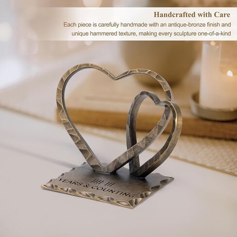 Vastsea 10 Year Anniversary Wedding Gifts for Him Her - 10th Anniversary Tin Gift for Wife Couples Husband, Hearts Sculpture Home Decor & Card & Gift Box in Saudi Arabia