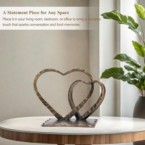 Vastsea 10 Year Anniversary Wedding Gifts for Him Her - 10th Anniversary Tin Gift for Wife Couples Husband, Hearts Sculpture Home Decor & Card & Gift Box in Saudi Arabia