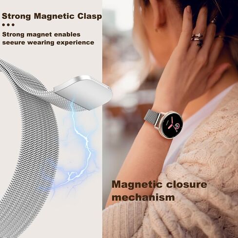 Mesh Metal 20mm Watch Band Compatible with Garmin Forerunner 55/165/Vivoactive 5/6/Venu Sq 2,Stainless Steel Magnetic Clasp Quick Release Strap for Forerunner 245/645/Vivoactive 3 Women in Kuwait