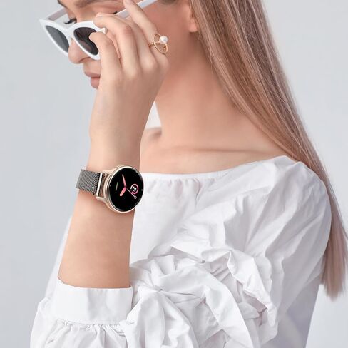 Mesh Metal 20mm Watch Band Compatible with Garmin Forerunner 55/165/Vivoactive 5/6/Venu Sq 2,Stainless Steel Magnetic Clasp Quick Release Strap for Forerunner 245/645/Vivoactive 3 Women in Kuwait