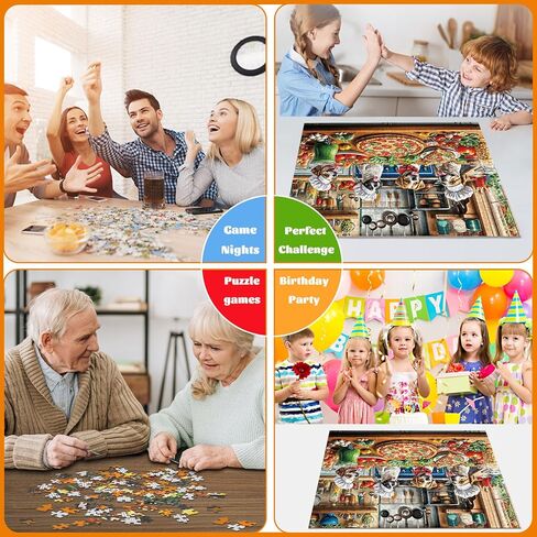 Food Feast Jigsaw Buzzles ، ألغاز للبالغين 1000 قطعة ، لعبة Lumière's Banquet Phovzles الصعبة ، ألغاز الديكور المنزلي ، لا يتشابك بشكل مثالي الغبار in Kuwait