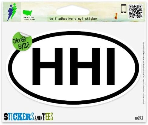 Hilton Head Island HHI Oval Vinyl Car Bumper Window Sticker 3" x 2" in Saudi Arabia