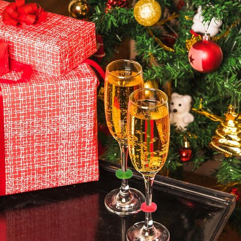 24pcs سحر زجاج نبيذ ، معرفات زجاجية من السيليكون قابلة لإعادة الاستخدام السيليكون نبيذ شرب علامات للحفلة Martinis كوكتيل نظارات جذعية (ملونة) in Saudi Arabia
