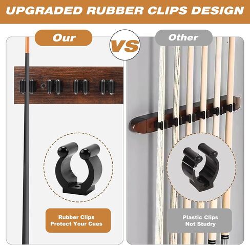 Wall Mount Pool Stick Holder, Pool Table Accessories Pool Cue Holder 6 Stick Pool Cue Rack for Game Room Billiard Room Club Decor, Hardwood in Kuwait