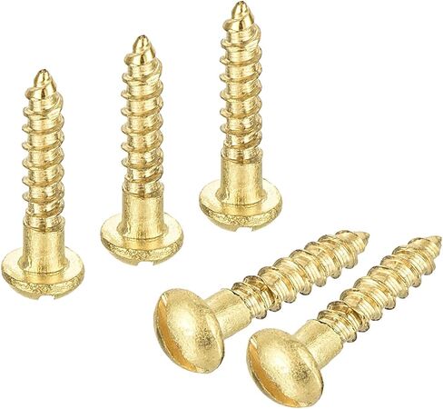 uxcell Wood Screws M2 x 10mm Slotted Round Head Brass Self-Tapping Screw 20 Pcs in Saudi Arabia